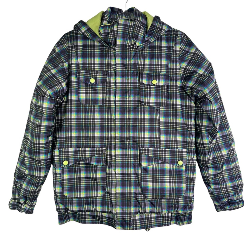 BURTON Twist Bomber Fun Plaid Ski Snowboard Jacket Coat Kids Girls US 18 XL